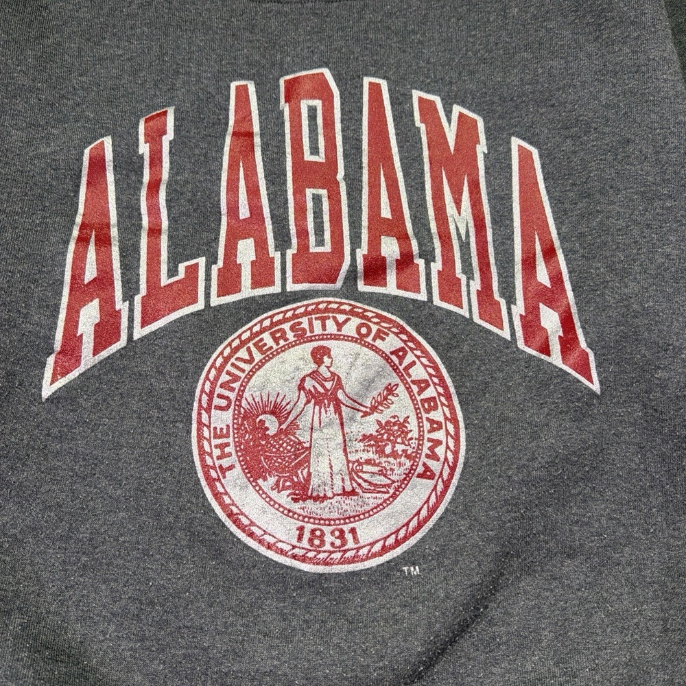 Alabama Crimson Tide Sweatshirt Vintage 80s Large Jerzees Gray Essential Retro - Picture 2 of 6